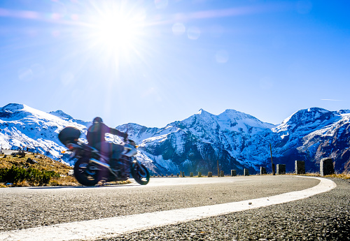 motorbike at the grossglockner mountain - blurred motion