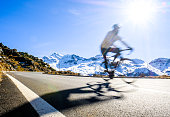 cyclist at the grossglockner mountain