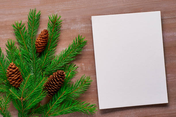 istock Christmas background primed cardboard, spruce branches, cones on the old boards 864408896