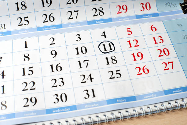 istock date on calendar is marked with black circle 864413268