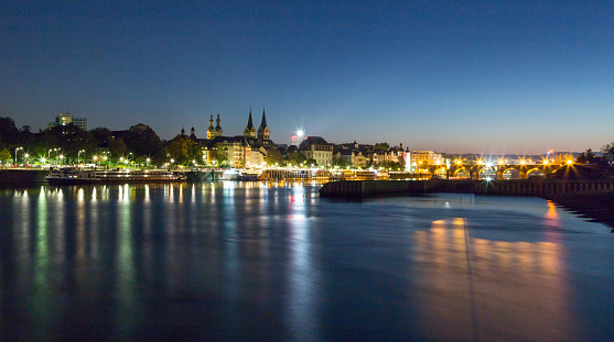 Koblenz with Mosel at night Rhineland-Palatinate Germany