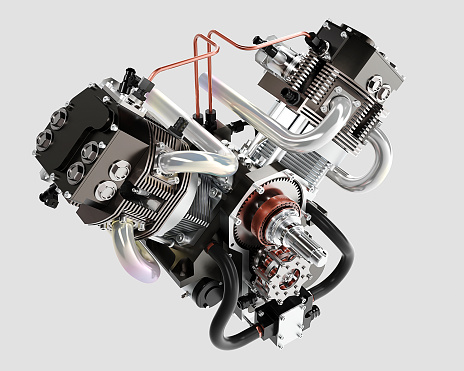 3D render of a detailed car engine