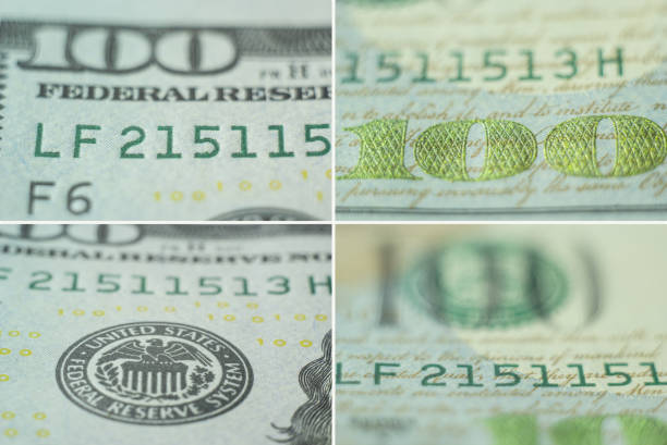 Portrait of Ben Franklin on the US 100 dollar bill in macro. Benjamin Franklin on hundred dollar American banknote.
