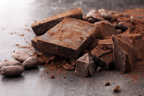 istock Raw cocoa beans, cocoa powder and chocolate pieces 864419534