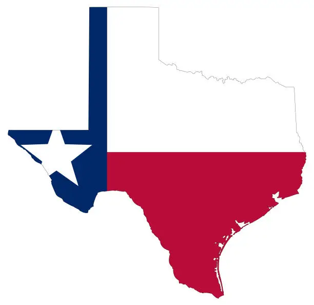 Vector illustration of Texas map and flag