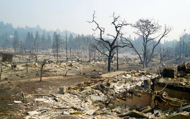 Santa Rosa Tubbs Fire Fountaingrove neighborhood devastation stock photo