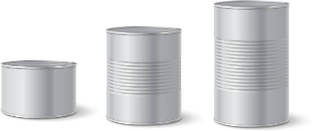 缶詰金属包装。食品のアルミ缶。現実的なベクトル - tin can phone点のイラスト素材／クリップアート素材／マンガ素材／アイコン素材