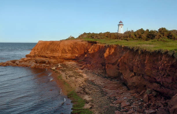 Built in 1864, the Seacow Head Lighthouse on Prince Edward Island stands 60 feet tall, overlooking Northumberland Strait toward New Brunswick.