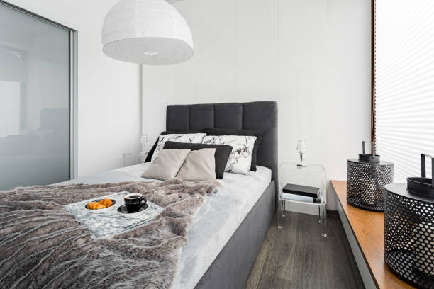 istock Bedroom with transparent nightstand 864429542