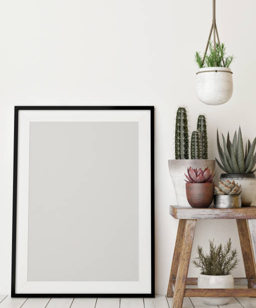 Mock up poster with decoration plant