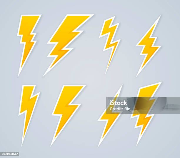 Lightning Bolt Symbole Und Ikonen Stock Vektor Art und mehr Bilder von Gewitterblitz - Gewitterblitz, Gewitter, Blitzbeleuchtung