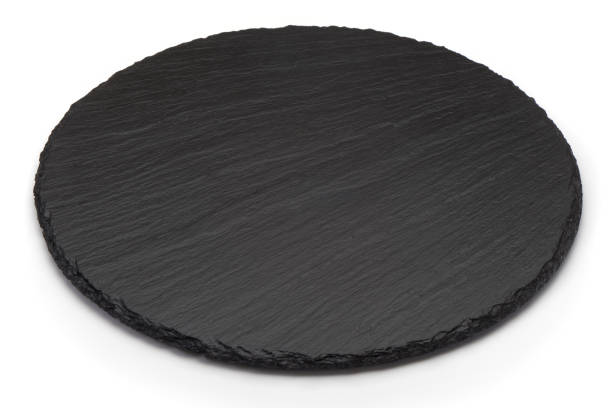 istock Round slate stand isolated on white background 864434822