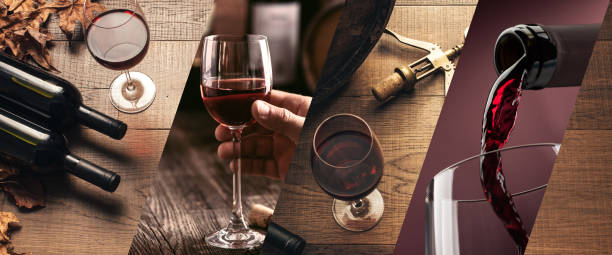 Wine tasting and winemaking Wine tasting and winemaking photo collage with wine glasses and bottles sommelier photos stock pictures, royalty-free photos & images