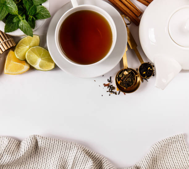 istock delicious tea additives and cup of tea composed 864438364