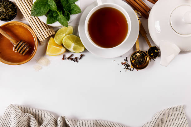 istock delicious tea additives and cup of tea composed 864438500