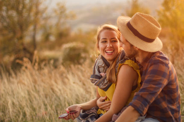 istock Young romantic couple having fun outdoors 864439148