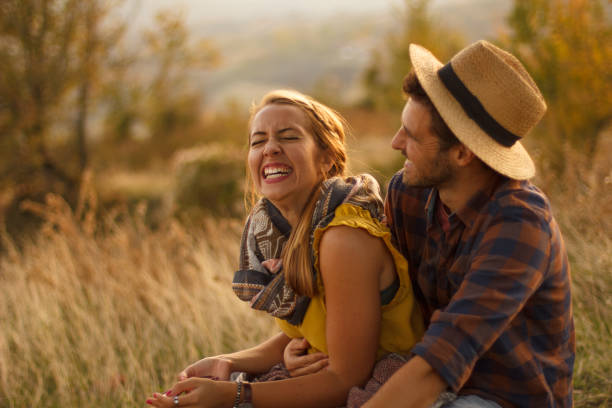 istock Young romantic couple having fun outdoors 864439276