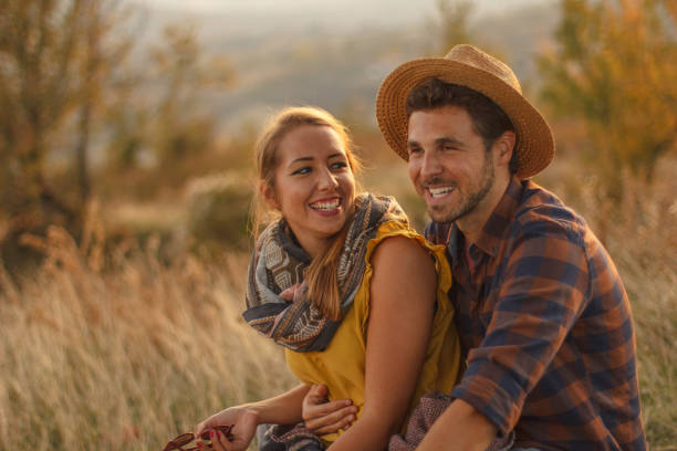 istock Young romantic couple having fun outdoors 864439428