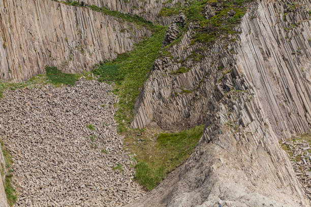 мыс столбов, остров кунашир, россия - surrounding wall boulder basalt igneous rock стоковые фото и изображения