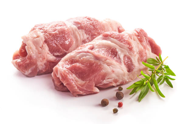 istock Raw meat rolls, isolated on white background 864441346