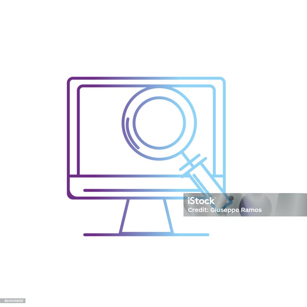 Computer Information Line Line Computer Technology Information With Magnifying Glass Stock ...