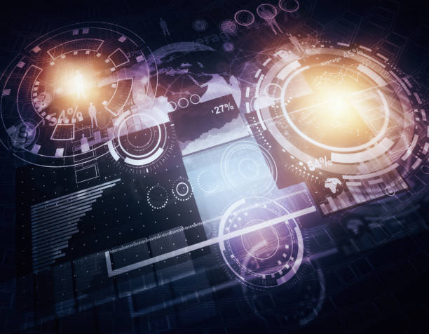 istock Glowing business hologram 864446626