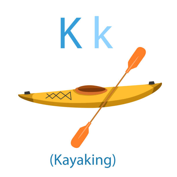 ilustrações de stock, clip art, desenhos animados e ícones de illustrator of k for kayaking - rowboat nautical vessel men cartoon