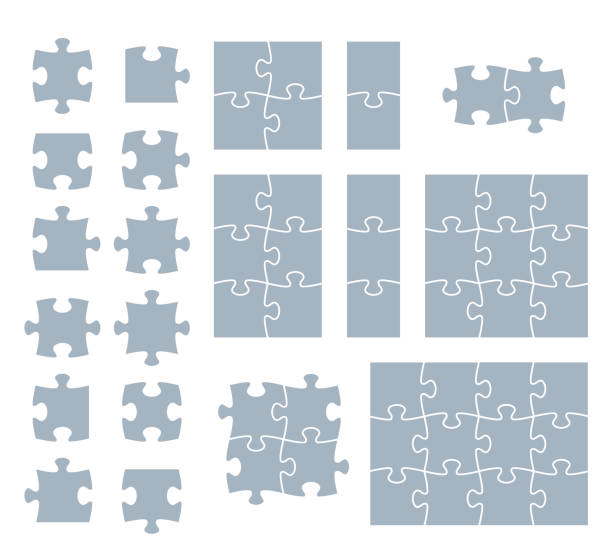 낱말퍼즐 조각을 - puzzle stock illustrations