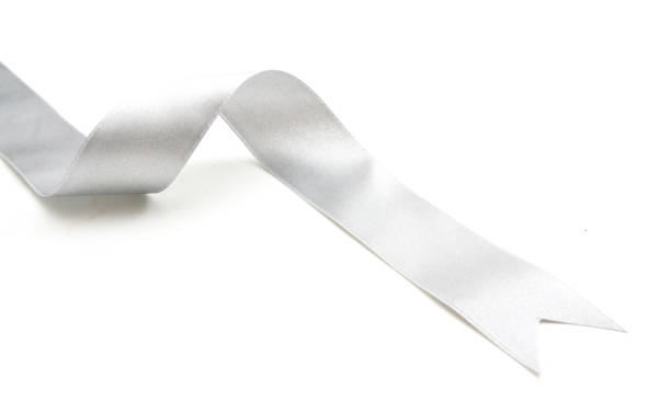 istock silver ribbon bow in bright silver white grey color isolated on white background 864455366