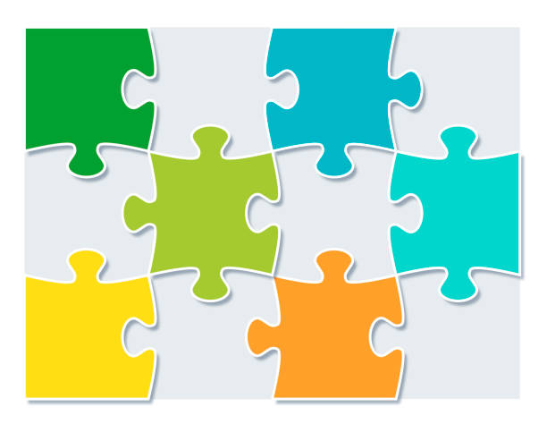 illustrations, cliparts, dessins animés et icônes de puzzle coloré - portion blue jigsaw puzzle puzzle