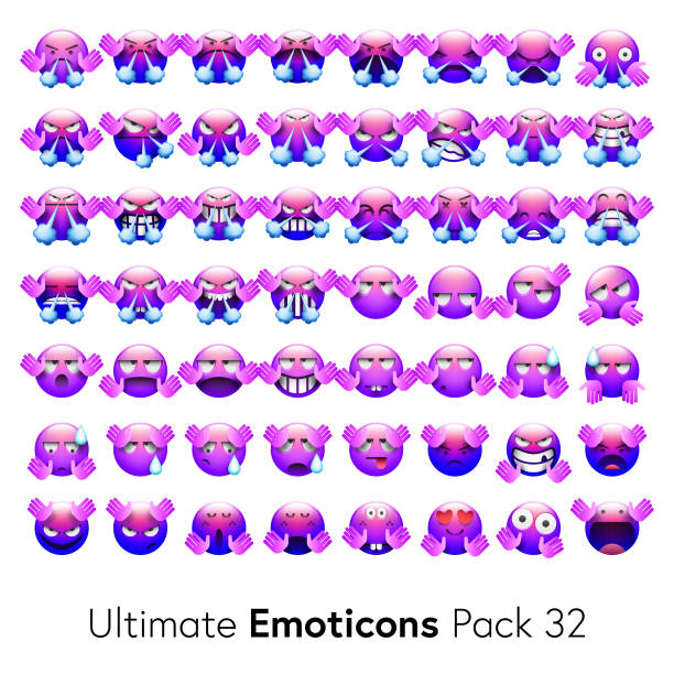 Ultimate emoticons pack 32 Vector illustration of a set of 56 realistic emoticons from a collection of more than 2000 thousand emoticons talk to the hand emoticon stock illustrations