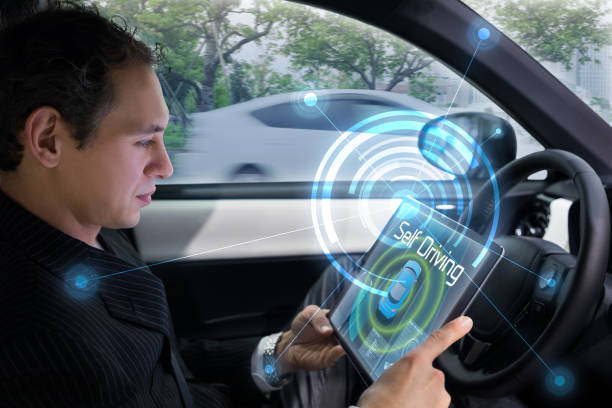 istock Autonomous car and wireless communication concept. Self driving vehicle. Driverless car. 864462010