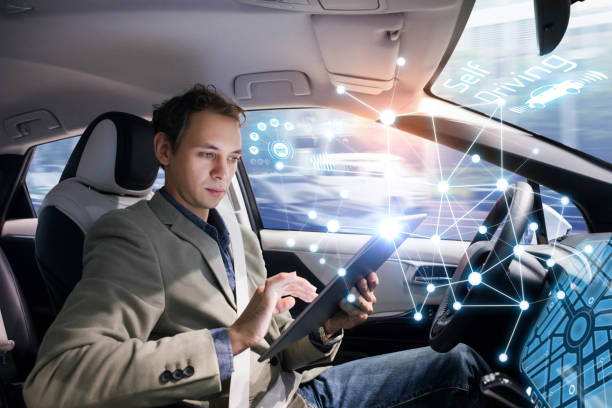 istock Autonomous car and wireless communication network concept. Self driving vehicle. 864462052