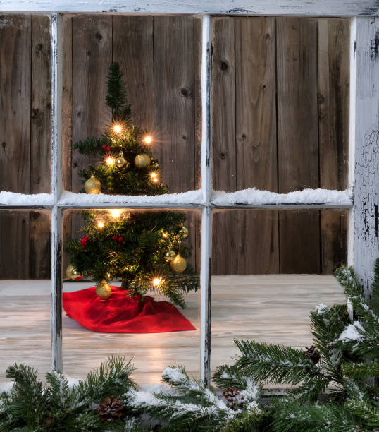 istock Christmas Tree decoration on wooden background 864462756