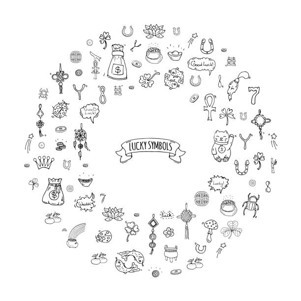 szczęśliwe symbole - good luck charm stock illustrations