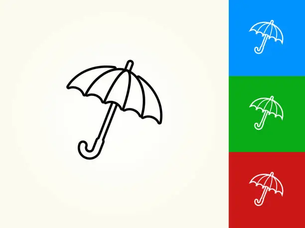 Vector illustration of Opened Umbrella Black Stroke Linear Icon