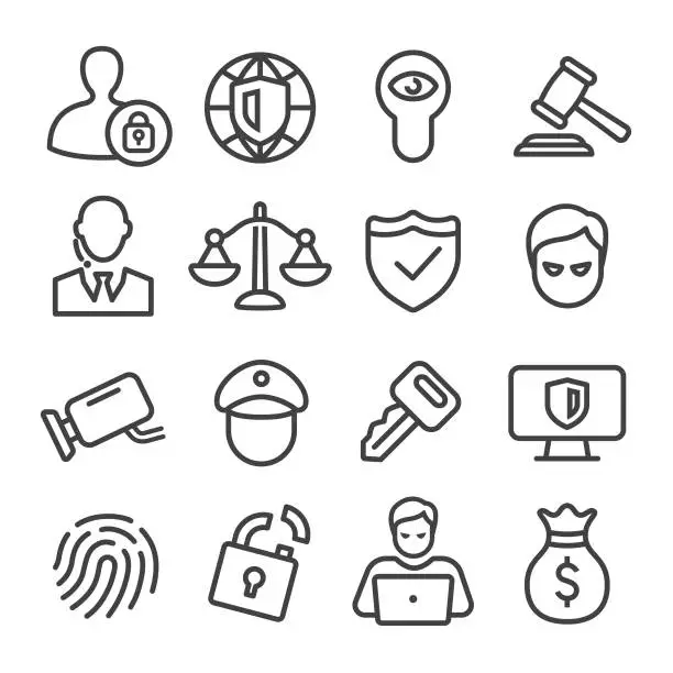 Vector illustration of Security Icons - Line Series
