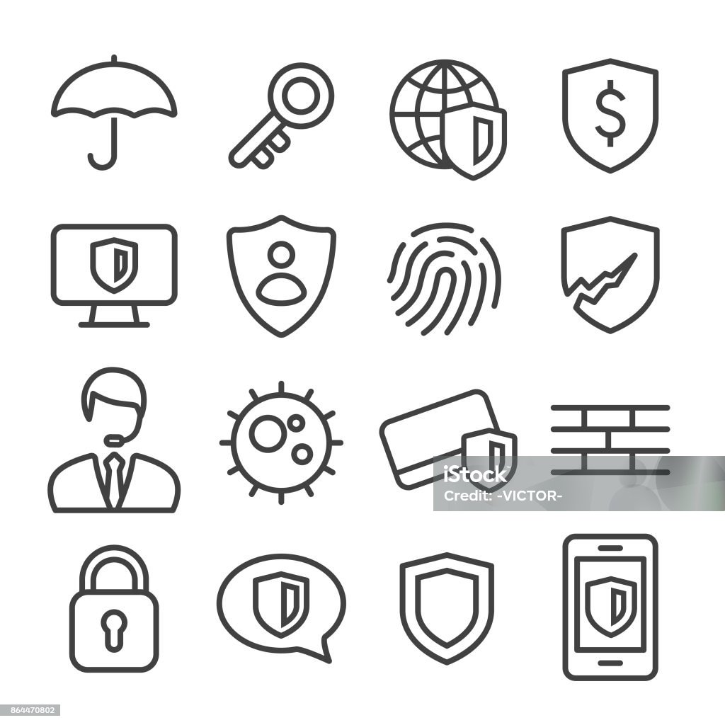 Privacy and Internet Security Icons Set - Line Series Privacy, Internet Security, network, safety Icon Symbol stock vector