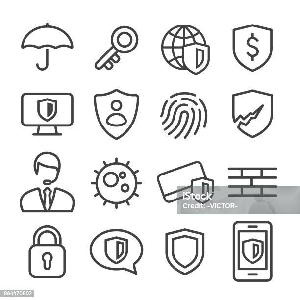 Privacy And Internet Security Icons Set Line Series Stock Illustration - Download Image Now