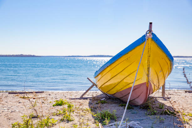 istock fishing boat on the beach on a sunny day 864471094