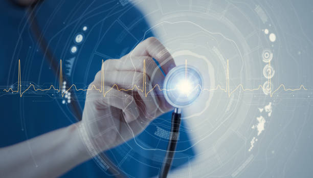 концепция медицинских технологий. - medical equipment stethoscope listening medical стоковые фото и изображения