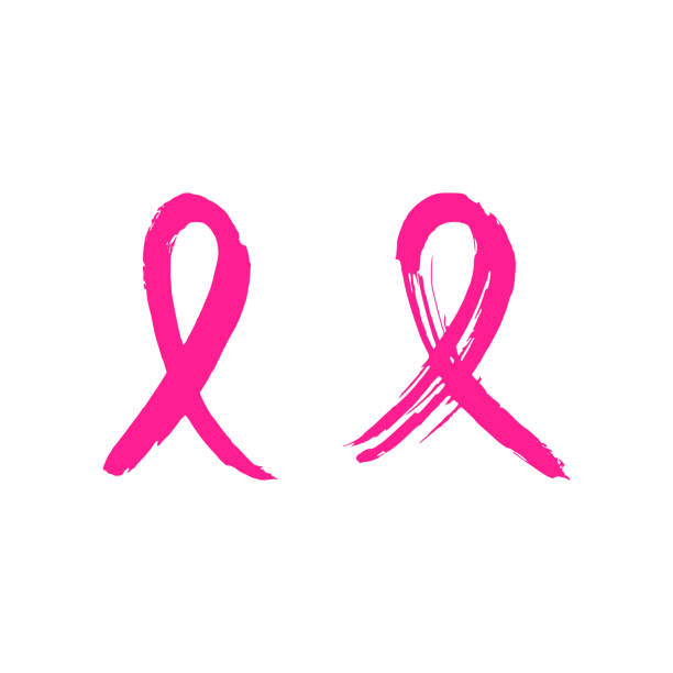 illustrazioni stock, clip art, cartoni animati e icone di tendenza di nastro disegnato a mano per il mese mondiale della consapevolezza del cancro al seno. - aids awareness ribbon ribbon bow cut out