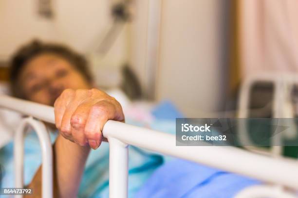 Elderly Women Hospitalized Stock Photo - Download Image Now - Senior Adult, Bed - Furniture, Hospital