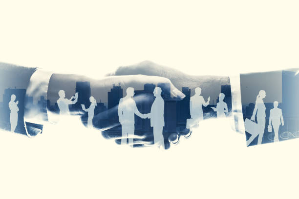 partnerskap affärsidé. multiexponering. - vänskapsband bildbanksfoton och bilder