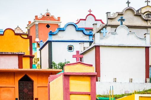 View on colorful maya cemetery by Chichicastenango in Guatemala