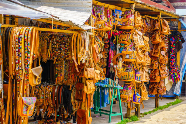 istock Indigenous leather handicrafts on market in Oaxaca - Mexico 864477034
