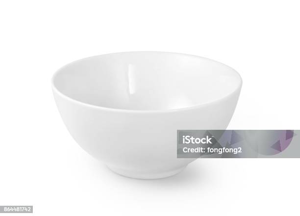 White Ceramic Bowl Isolated On White Background With Clipping Path Stock Photo - Download Image Now