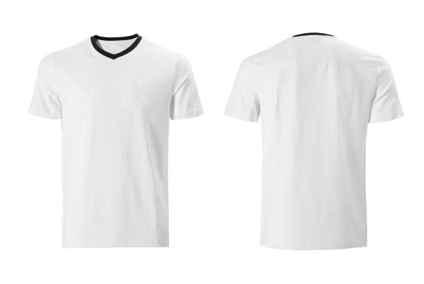 modello di design della maglietta bianca isolato su bianco - polo shirt shirt clothing mannequin foto e immagini stock
