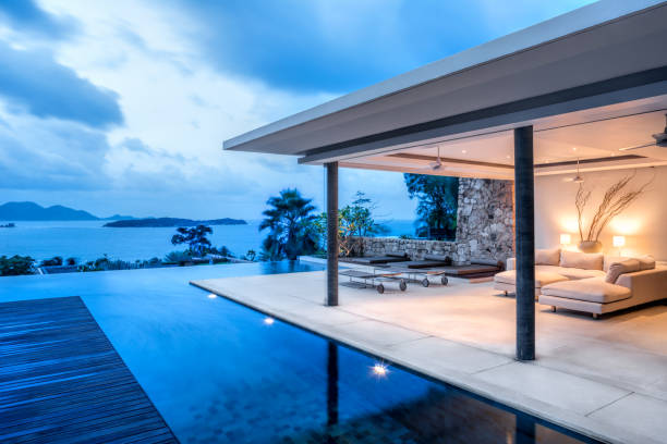 istock Luxury Holiday Island Villa Home Exterior With Infinity Pool 864482100
