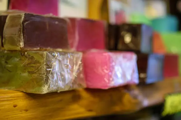 Multicolored soap in the store in Larnaca, Cyprus